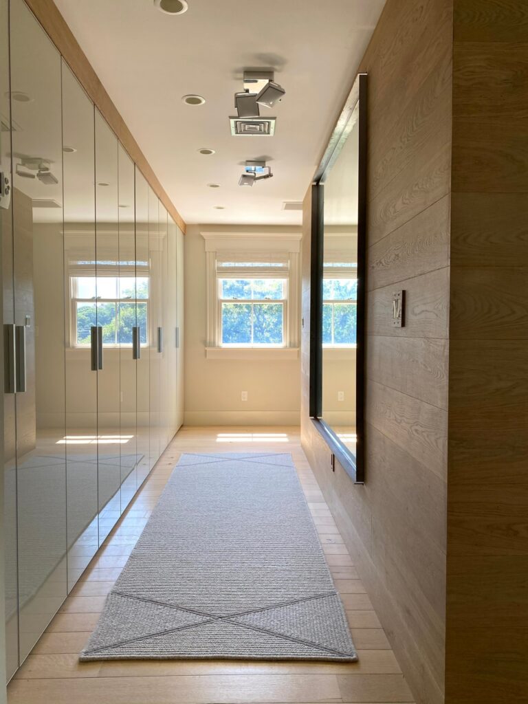 dressing room separated by remodeled divider wall in bedroom