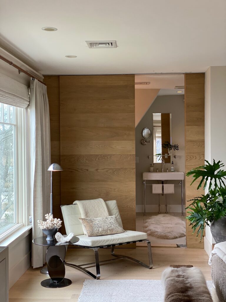 A peek into the bathroom from the bedroom