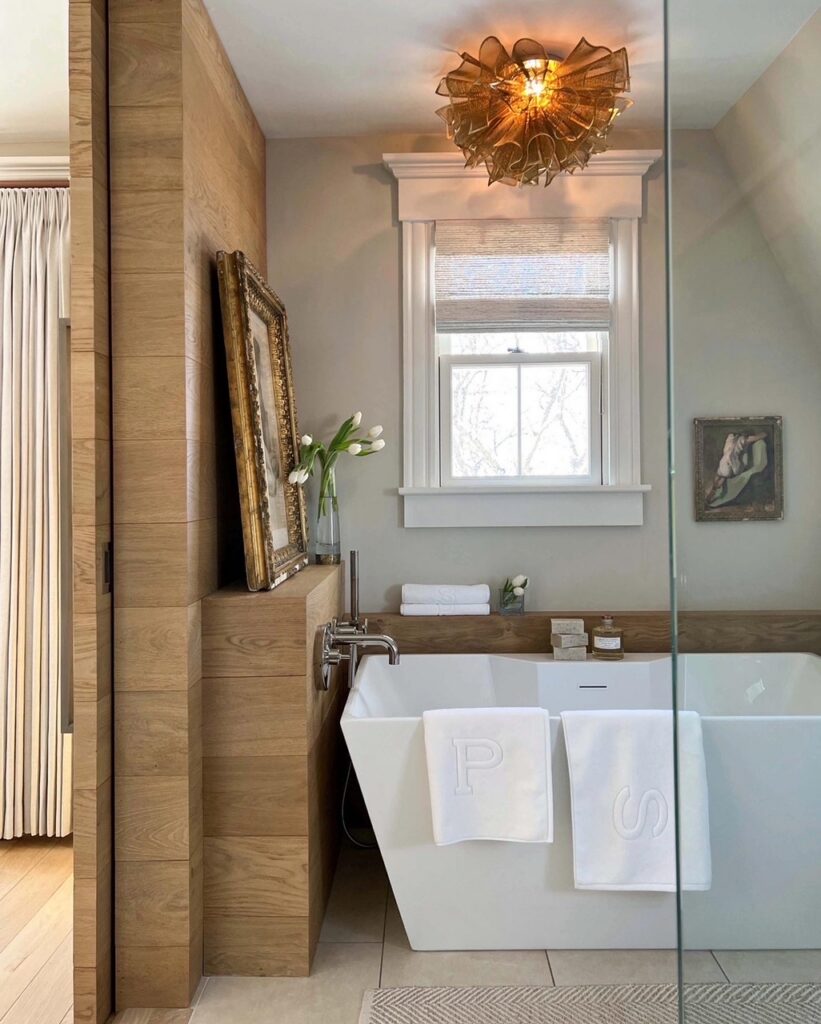 View from Shower shows side view of sliding door